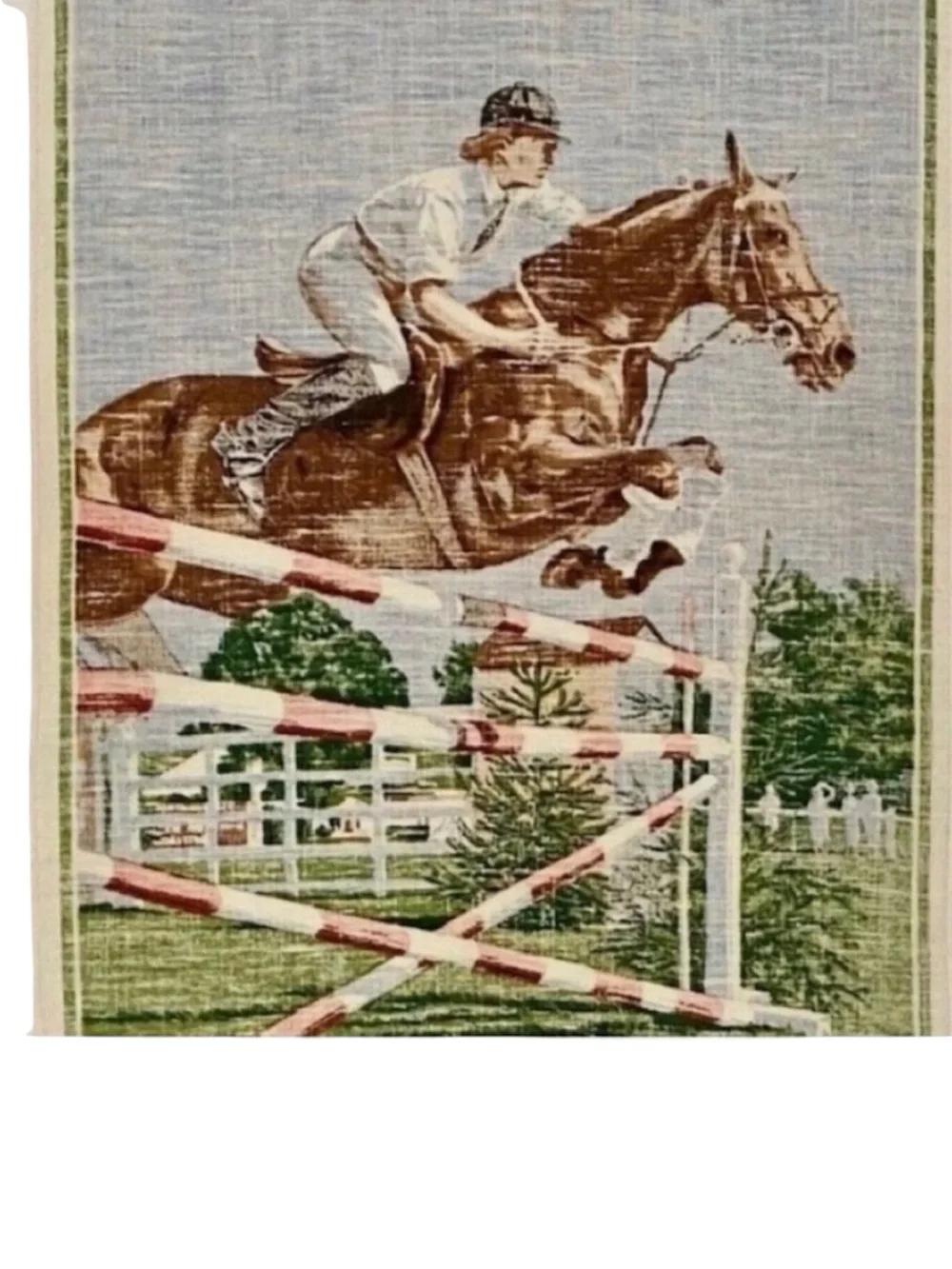VINTAGE Show Jumper by Ulster Pure Linen Equestrian Horse Tapestry Towel Ireland